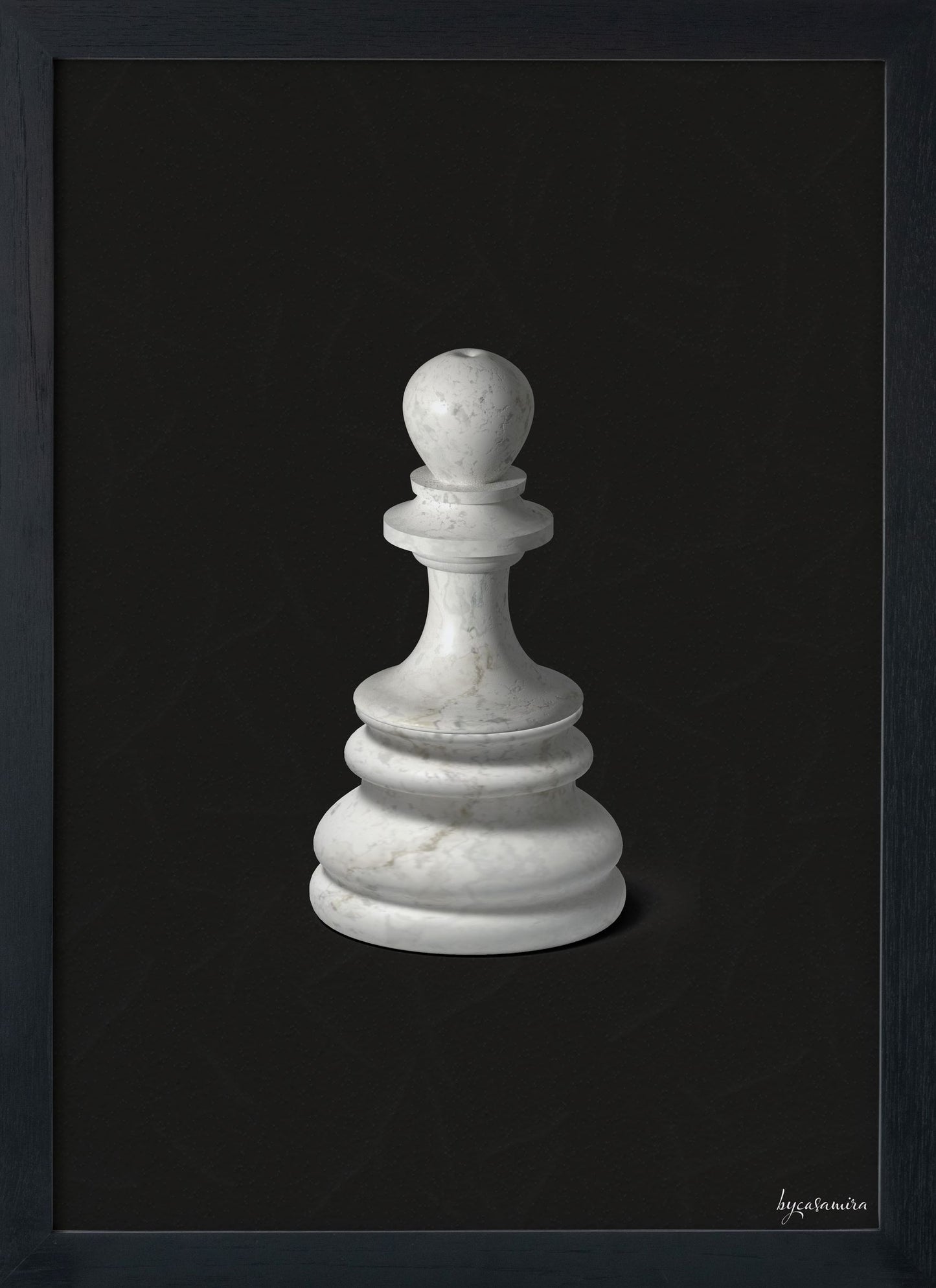 3D Chess Piece Giclée Wall Art Print Featuring the White Pawn