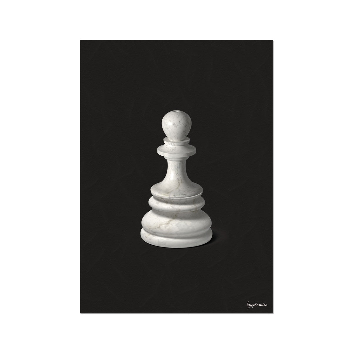 3D Chess Piece Giclée Wall Art Print Featuring the White Pawn
