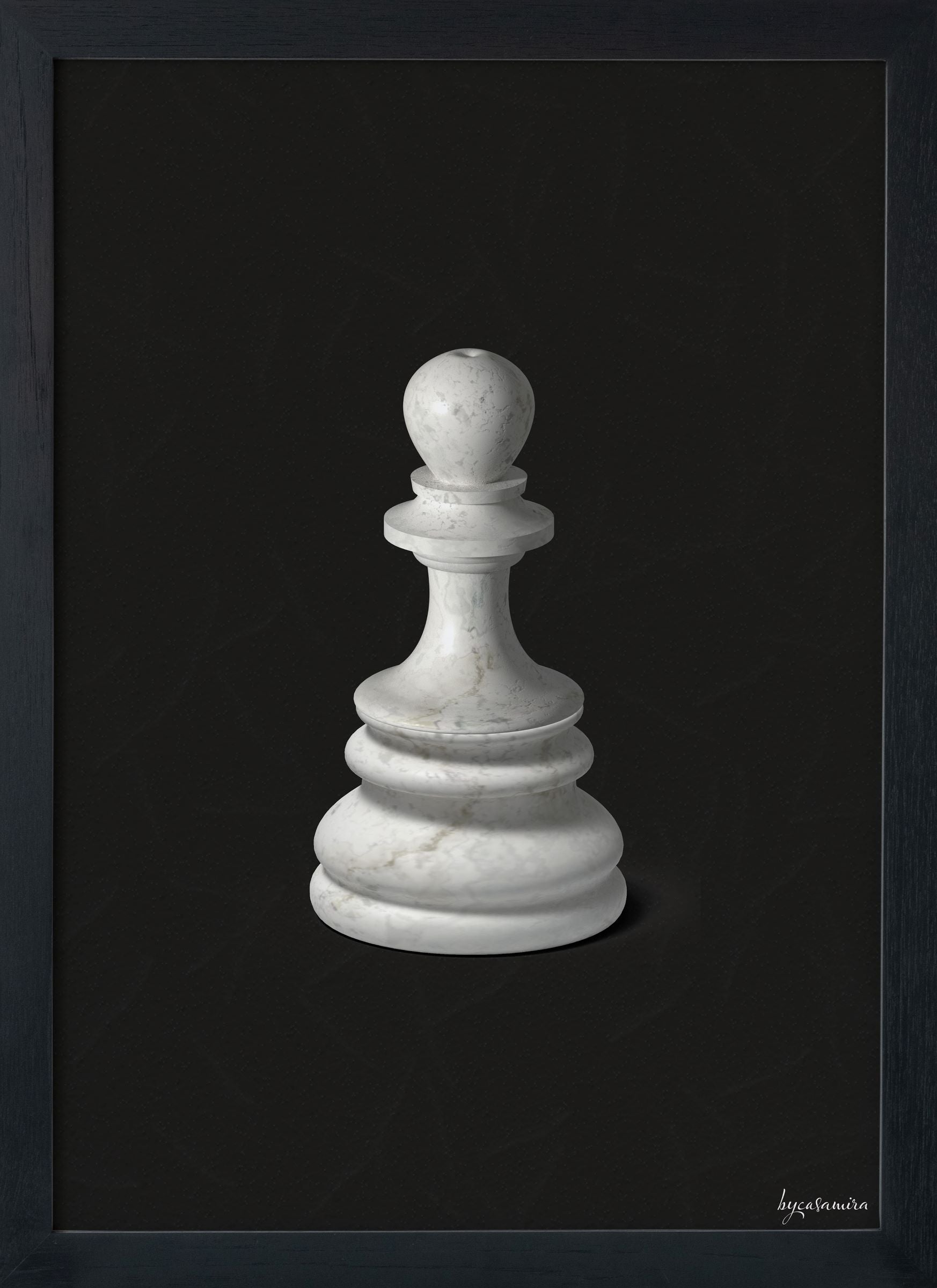 3D Chess Piece Giclée Wall Art Print Featuring the White Pawn