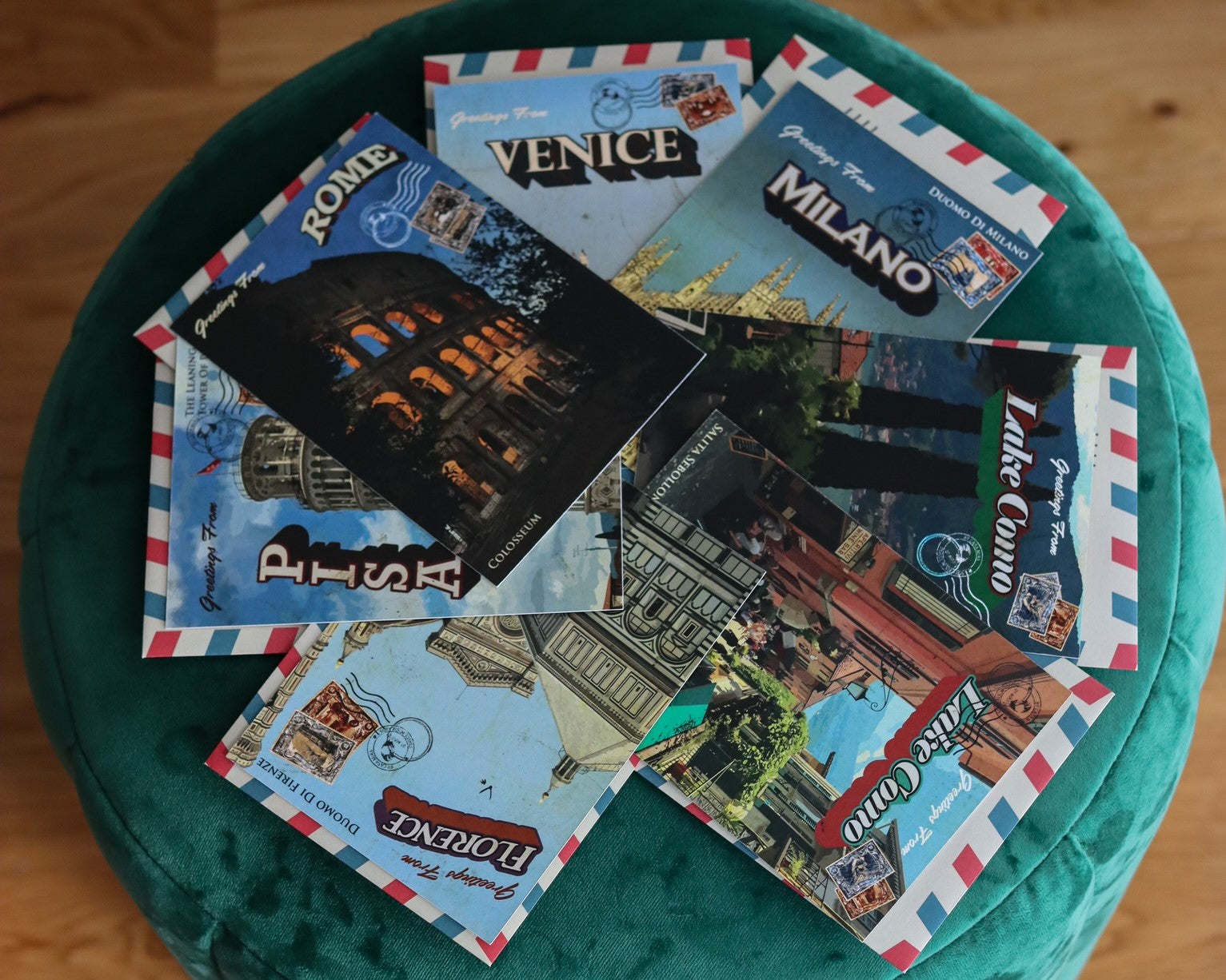 Vintage Postcards. Italy Pack featuring Venice, Milan, Lake Como Torno, Lake Como Bellagio, Florence, Pisa, Rome.