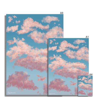 Wall art print size guide, showing the sizes: A0, A1, A4